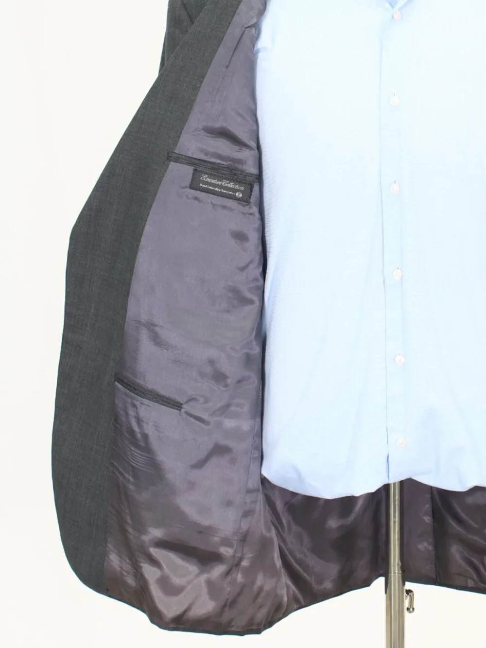 Tom James 46L 40x29 Gray Full Suit 2-Button Solid R926
